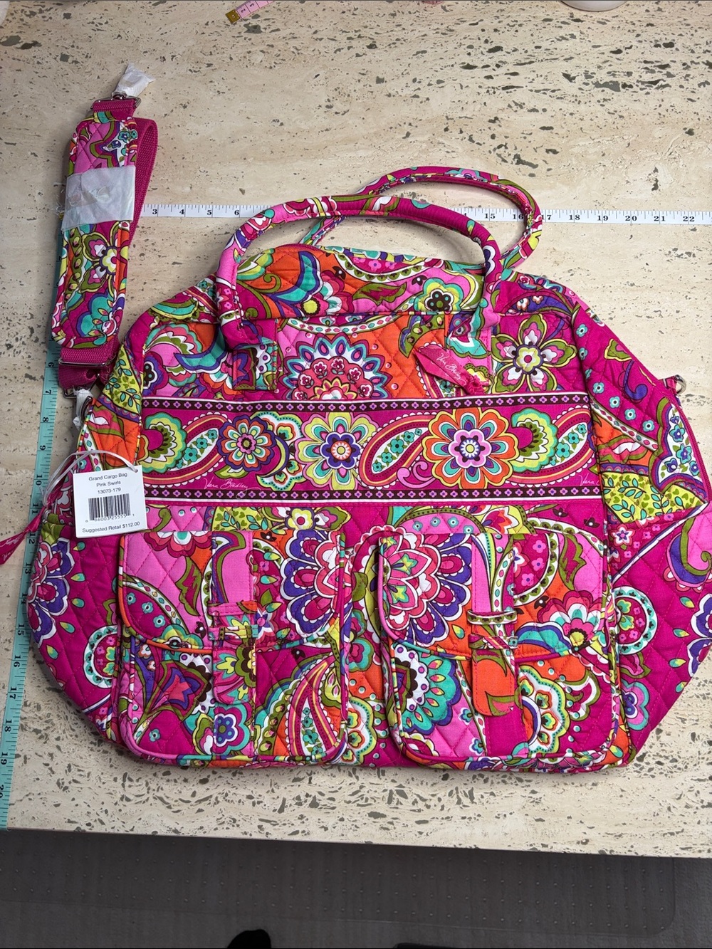 Vera Bradley Grand Cargo Bag Pink Swirls